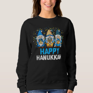 Happy Hanukkah 2022 Three Gnome Menorah Dreidel Co Sweatshirt