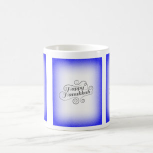 Happy Hanukkah 2-tone Blue White Background Coffee Mug