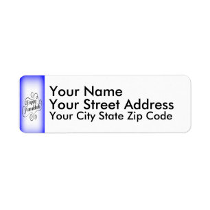 Happy Hanukkah 2-tone Blue White Background Label