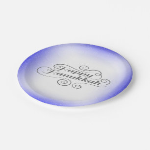 Happy Hanukkah 2-tone Blue White Background Paper Plates