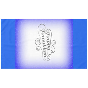 Happy Hanukkah 2-tone Blue White Background Tablecloth