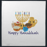 Happy Hanukkah and cute Hanukkah characters Cloth Napkin<br><div class="desc">Happy Hanukkah and cute Hanukkah characters</div>