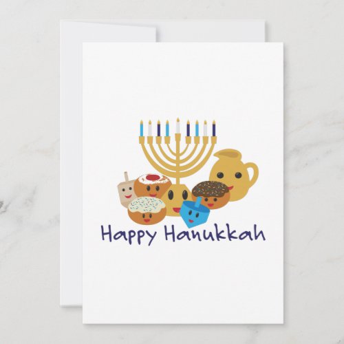 Happy Hanukkah and cute Hanukkah characters Holiday Card