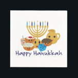 Happy Hanukkah and cute Hanukkah characters Napkins<br><div class="desc">Happy Hanukkah and cute Hanukkah characters</div>