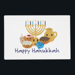 Happy Hanukkah and cute Hanukkah characters Placemat<br><div class="desc">Happy Hanukkah and cute Hanukkah characters</div>