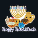 Happy Hanukkah and cute Hanukkah characters Sticker<br><div class="desc">Happy Hanukkah and cute Hanukkah characters</div>
