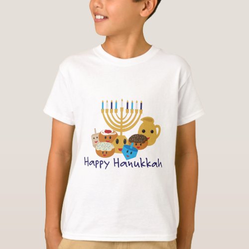 Happy Hanukkah and cute Hanukkah characters T_Shirt