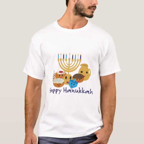 Happy Hanukkah and cute Hanukkah characters T_Shirt