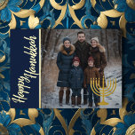 Happy Hanukkah and Your Photo Menorah Foil Holiday Card<br><div class="desc">Happy Hanukkah and Your Photo Menorah</div>