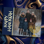 Happy Hanukkah and Your Photo Menorah Foil Holiday Card<br><div class="desc">Happy Hanukkah and Your Photo Menorah</div>