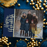Happy Hanukkah and Your Photo Menorah Foil Holiday Card<br><div class="desc">Happy Hanukkah and Your Photo Menorah</div>