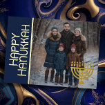Happy Hanukkah and Your Photo Menorah Foil Holiday Card<br><div class="desc">Happy Hanukkah and Your Photo Menorah</div>
