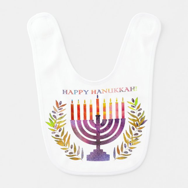 Happy Hanukkah Baby Bib (Front)