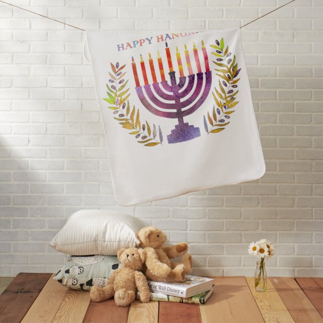 Happy Hanukkah Baby Blanket (In Situ)