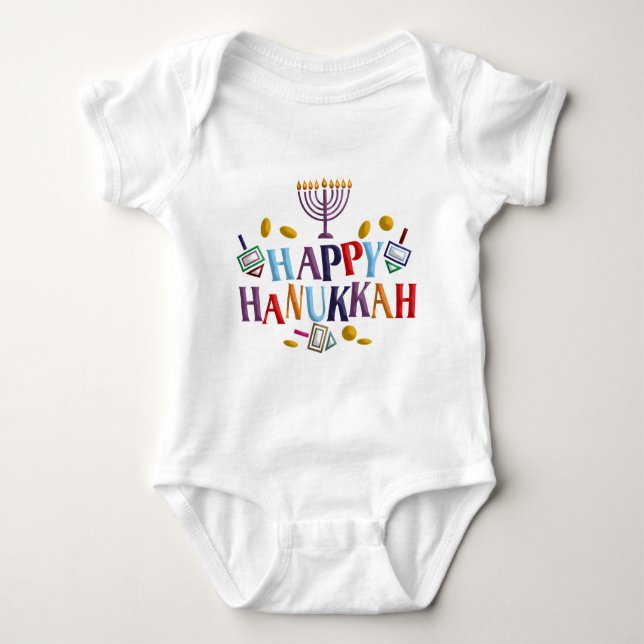 Happy Hanukkah Baby Bodysuit (Front)