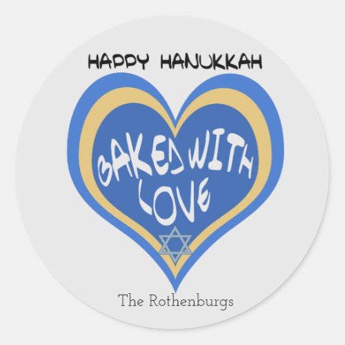 Happy Hanukkah Baked with Love Classic Round Sticker