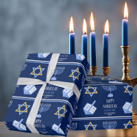 Happy Hanukkah Beautiful Blue Custom Jewish Family