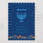 Happy Hanukkah Beautiful Jewish Holiday Invitation<br><div class="desc">Happy Hanukkah Party Invitation Beautiful Jewish Holiday Card. Jewish Holiday Chanukkah background with traditional Chanuka decorative symbols - wooden dreidels (spinning top), donuts, hanukkiah menorah, candles, star of David and glowing lights wallpaper gold pattern. Hanukkah Festival of lights Event Decoration. Jerusalem, Israel. Invitations & Stationery > Invitations & Announcements Design...</div>