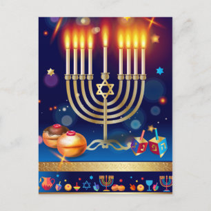 Happy Hanukkah Beautiful Jewish Holiday Postcard