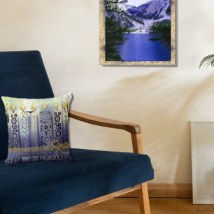 Happy Hanukkah Blue Candles Throw Pillow