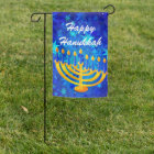 Happy Hanukkah Blue & Gold Menorah