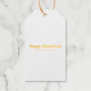 Happy Hanukkah blue gold modern stripes custom Foil Gift Tags