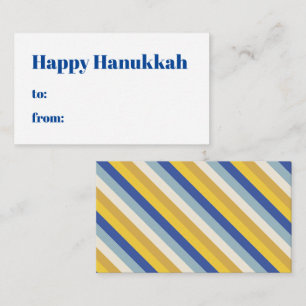 Happy Hanukkah blue gold stripes to from modern Enclosure Card