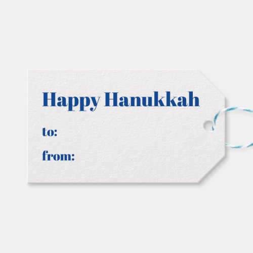 Happy Hanukkah blue gold stripes to from modern Gift Tags