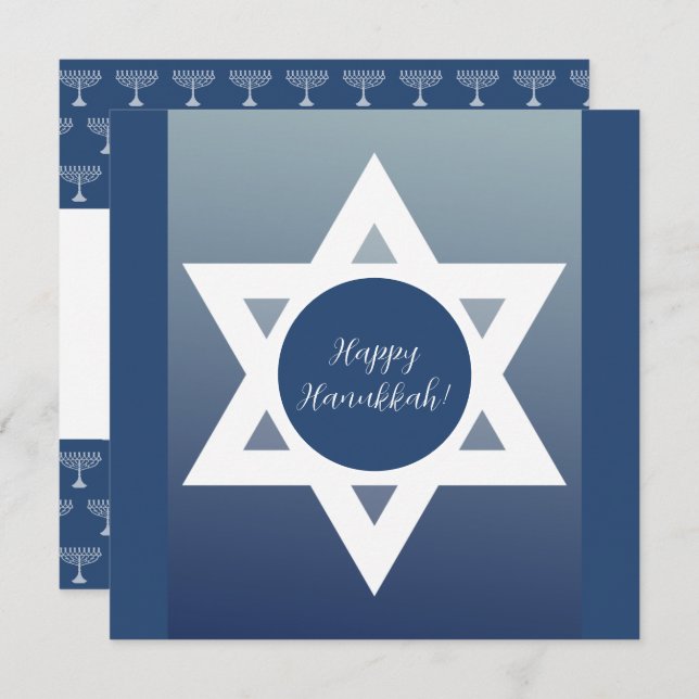 Happy Hanukkah Blue Greetings Card (Front/Back)