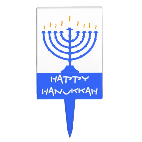 happy hanukkah blue Minorah cake topper