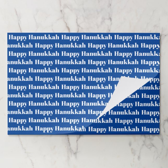Happy Hanukkah blue modern typography placemats (Folded)
