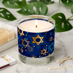 Happy Hanukkah Blue Star of David Judaism Scented Candle