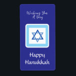 Happy HANUKKAH Blue Star of David Label<br><div class="desc">customize your Holiday Season message.
 I love painting and design! I hope you enjoy my artwork.</div>