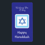 Happy HANUKKAH Blue Star of David Label<br><div class="desc">customize your Holiday Season message.
 I love painting and design! I hope you enjoy my artwork.</div>