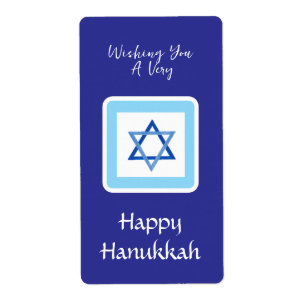 Happy HANUKKAH Blue Star of David Label