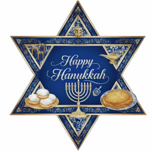 Happy Hanukkah Blue Star of David Table Decoration Cutout