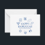 Happy Hanukkah blue white custom name  Note Card<br><div class="desc">Happy Hanukkah,  customize family name greeting card.
Happy Hanukkah,  Happy Chanukah,  Hanukkah Sameach!,  Chag Sameach!,  Chag Urim Sameach!
Blue and white</div>