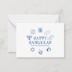 Happy Hanukkah blue white custom name  Note Card