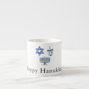 Happy Hanukkah Blue & White Espresso Cup