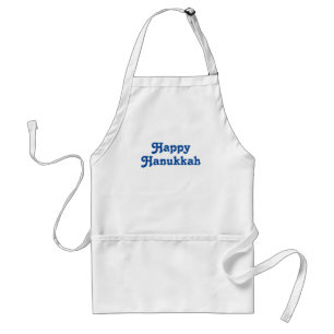 "Happy Hanukkah" blue white Holiday party Adult Apron