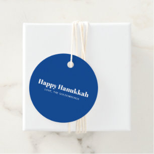 Happy Hanukkah blue white minimalist personalized Favor Tags