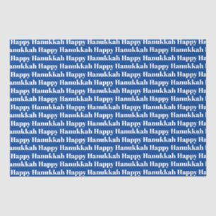 Happy Hanukkah blue white modern typography gift Tissue Paper