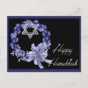 Happy Hanukkah Blue Wreath Holiday Postcards