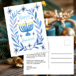 Happy Hanukkah Botanical Menorah Watercolor CUSTOM Holiday Postcard<br><div class="desc">Sweet drawing to wish someone happy hanukkah! Click "personalize" to add your own text to the back side. Also available as greeting card or digital download to send instantly via email or text message. Check my shop for more or let me know if you'd like something custom! I can create...</div>