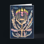 Happy Hanukkah Botanical Menorah Watercolor Holiday Card<br><div class="desc">Sweet drawing to wish someone happy hanukkah! Click "edit using design tool" to add your own text. Also available as postcard, flat card or digital download to send instantly via email or text message. Check my shop for more or let me know if you'd like something custom! I can create...</div>