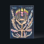 Happy Hanukkah Botanical Menorah Watercolor Holiday Card<br><div class="desc">Sweet drawing to wish someone happy hanukkah! Click "edit using design tool" to add your own text. Also available as postcard or digital download to send instantly via email or text message. Check my shop for more or let me know if you'd like something custom! I can create custom art...</div>