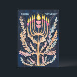 Happy Hanukkah Botanical Menorah Watercolor Holiday Card<br><div class="desc">Sweet drawing to wish someone happy hanukkah! Click "edit using design tool" to add your own text. Also available as postcard or digital download to send instantly via email or text message. Check my shop for more or let me know if you'd like something custom! I can create custom art...</div>