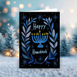 Happy Hanukkah Botanical Menorah Watercolor Holiday Card<br><div class="desc">Sweet drawing to wish someone happy hanukkah! Click "edit using design tool" to add your own text. Also available as postcard, flat card or digital download to send instantly via email or text message. Check my shop for more or let me know if you'd like something custom! I can create...</div>