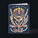 Happy Hanukkah Botanical Menorah Watercolor Holiday Card<br><div class="desc">Sweet drawing to wish someone happy hanukkah! Click "edit using design tool" to add your own text. Also available as postcard, flat card or digital download to send instantly via email or text message. Check my shop for more or let me know if you'd like something custom! I can create...</div>