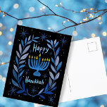 Happy Hanukkah Botanical Menorah Watercolor Holiday Postcard<br><div class="desc">Sweet drawing to wish someone happy hanukkah! Click "edit using design tool" to add your own text. Also available as greeting card or digital download to send instantly via email or text message. Check my shop for more or let me know if you'd like something custom! I can create custom...</div>